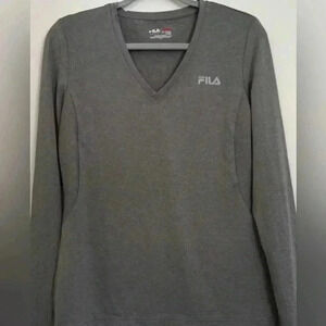 Fila Sports Women's Performance Live in Motion Gray Top Sz M Long Sleeves